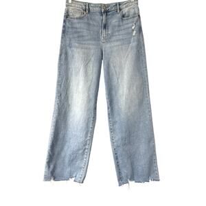 Hidden High Rise Wide Leg Raw Hem Jeans Size 31 Light Wash